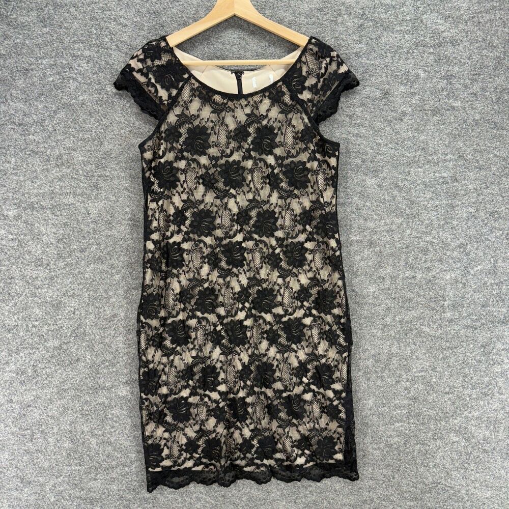 Unbranded Dress Women S Small Black Floral Crochet Shift Midi Zipper Lined